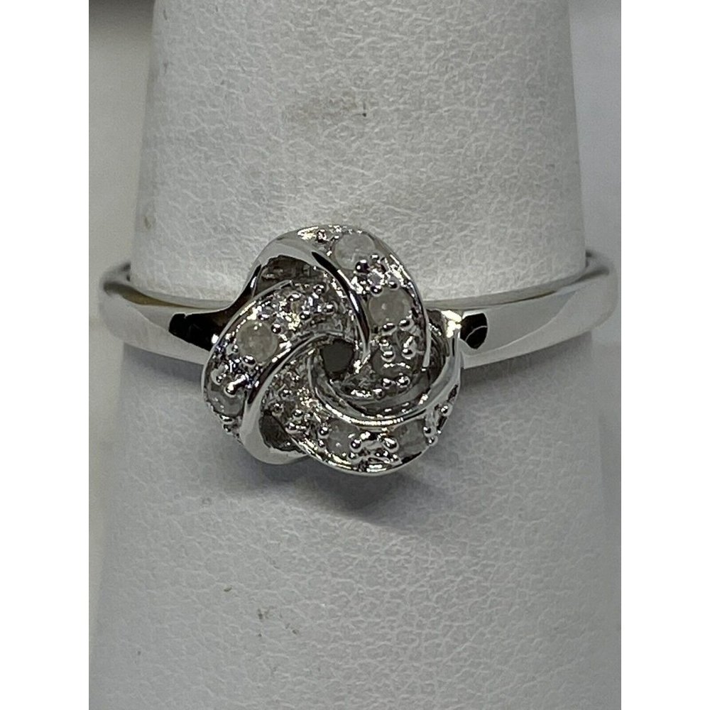 Sterling Silver 925 Natural Diamond Accent Infinity Knot Love Ring Size 8